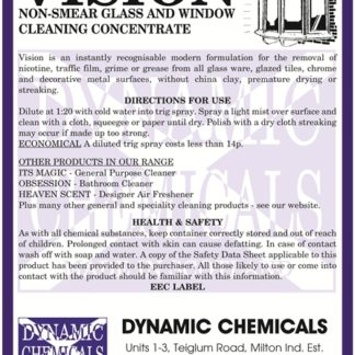 Vision. Window, mirror and glass cleaning concentrate.