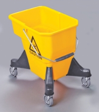 Yellow 20 litre mobile bucket on castors