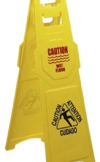 TALL High Visibility CAUTION SIGN ENGLISH FRENCH SPANISH